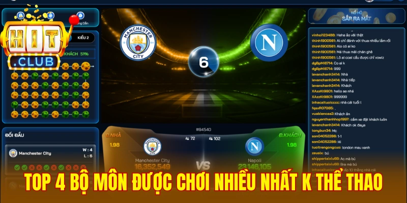 Top 4 bộ môn được chơi nhiều nhất K thể thao Hitclub